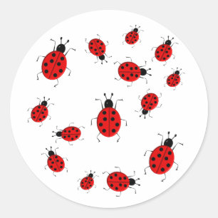 Cute colorful ladybugs clip art classic round sticker