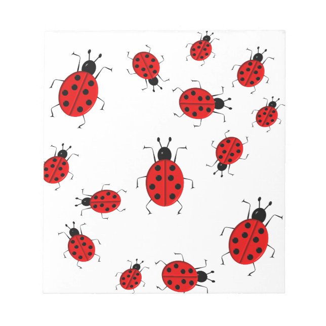 Cute colorful ladybugs clip art notepad (Front)