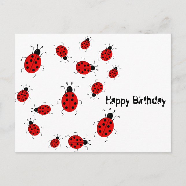 Cute colorful ladybugs clip art postcard (Front)