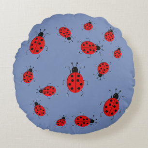Cute colorful ladybugs clip art round pillow