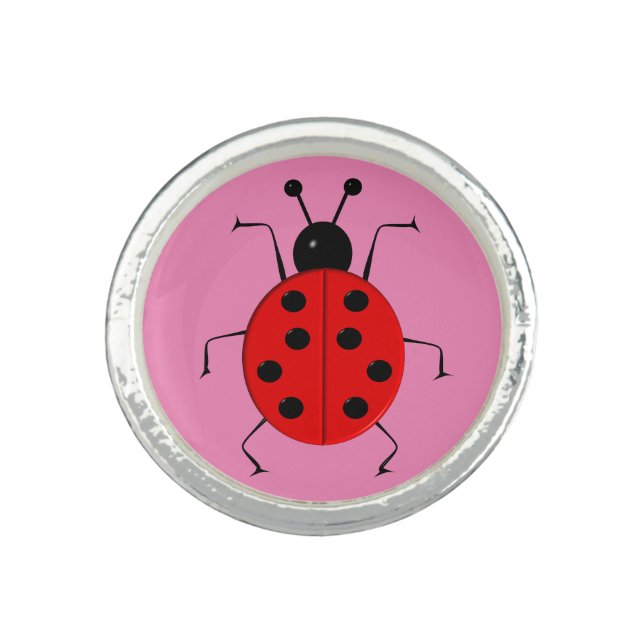 Cute colorful ladybugs ,lucky charm ring (Front)