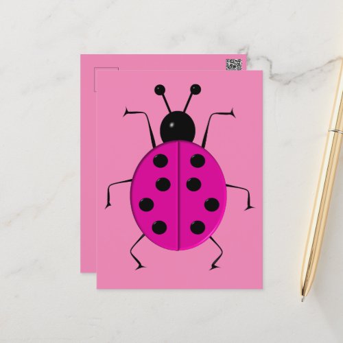Cute colorful ladybugs lucky charm round clock wa postcard