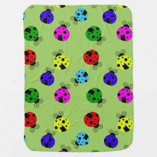 Cute Colorful Ladybugs on the Grass Pattern Receiving Blanket