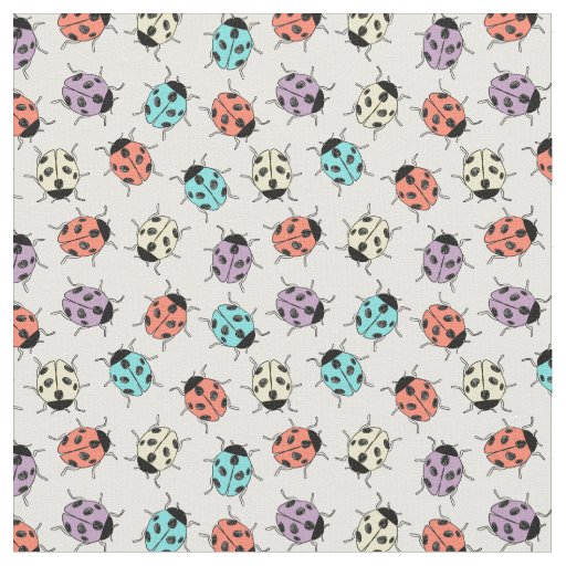 Cute Colorful Ladybugs Pattern Fabric 