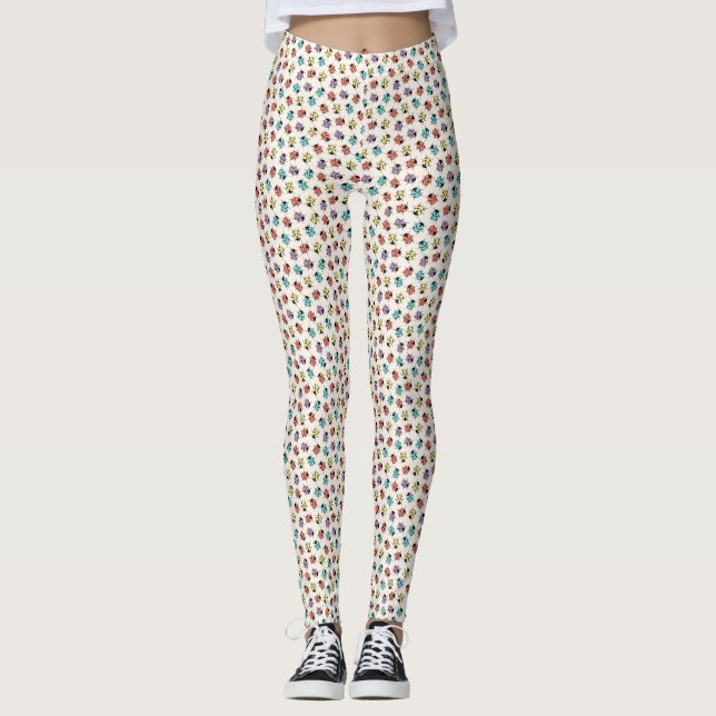 Cute Colorful Ladybugs Pattern  Leggings (Front)