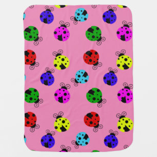 Cute Colorful Ladybugs Pattern Receiving Blanket