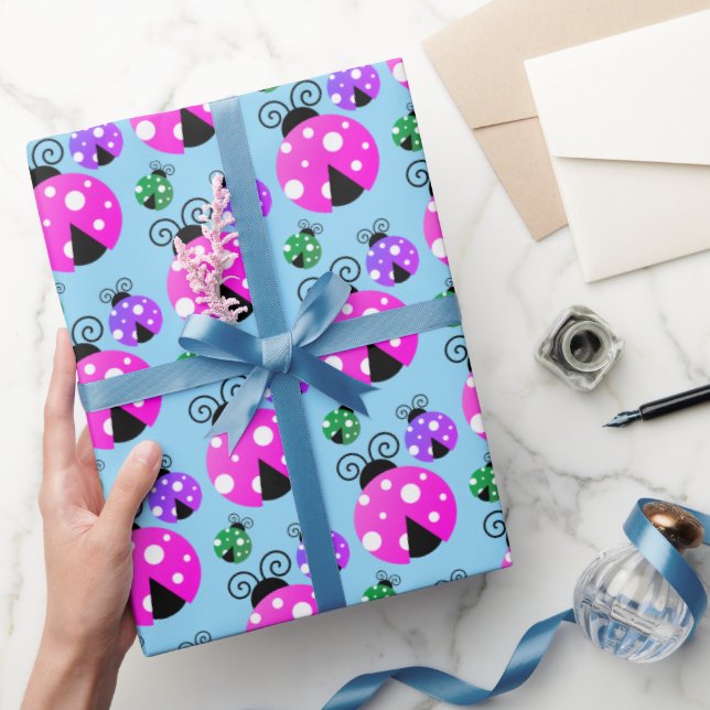 Cute Colorful Ladybugs Pattern Wrapping Paper (Gifting)