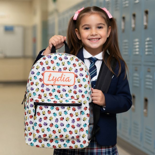 Cute Colorful Ladybugs Personalized Backpack (Creator Uploaded)