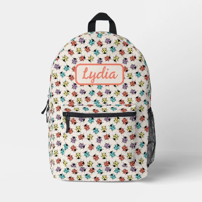 Cute Colorful Ladybugs Personalized Backpack (Front)
