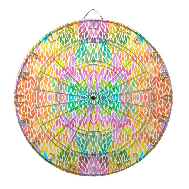 Cute colorful leaves pattern dart board (Front)
