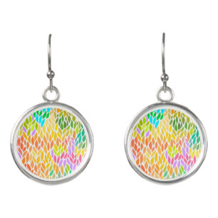 Cute colorful leaves pattern earrings