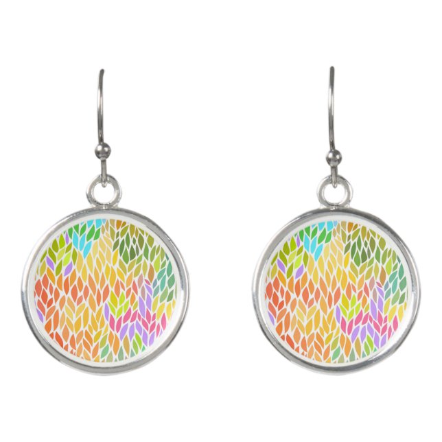 Cute colorful leaves pattern earrings (Front)