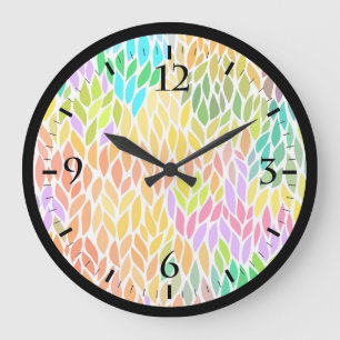 Cute colorful leaves pattern large clock