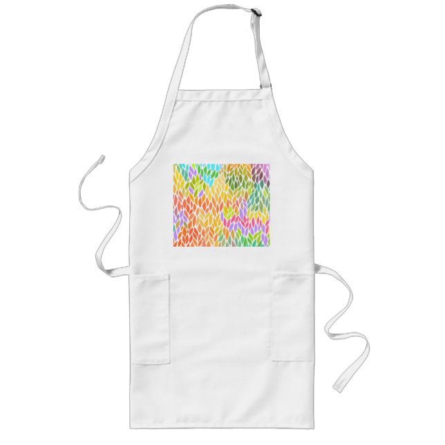 Cute colorful leaves pattern long apron (Front)