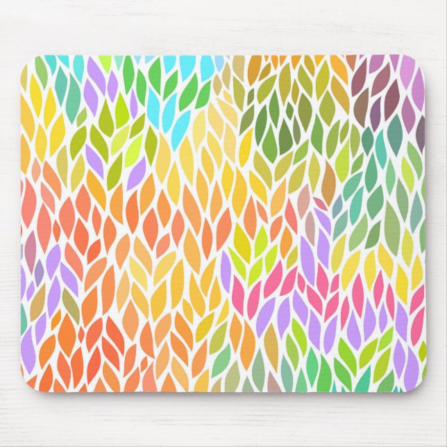 Cute colorful leaves pattern mouse pad (Front)