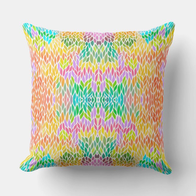 Cute colorful leaves pattern throw pillow (Front)