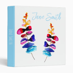 Cute colorful leaves watercolor 3 ring binder