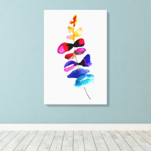 Cute colorful leaves watercolor canvas print