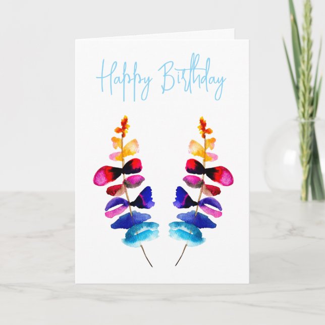 Cute colorful leaves watercolor card (Front)
