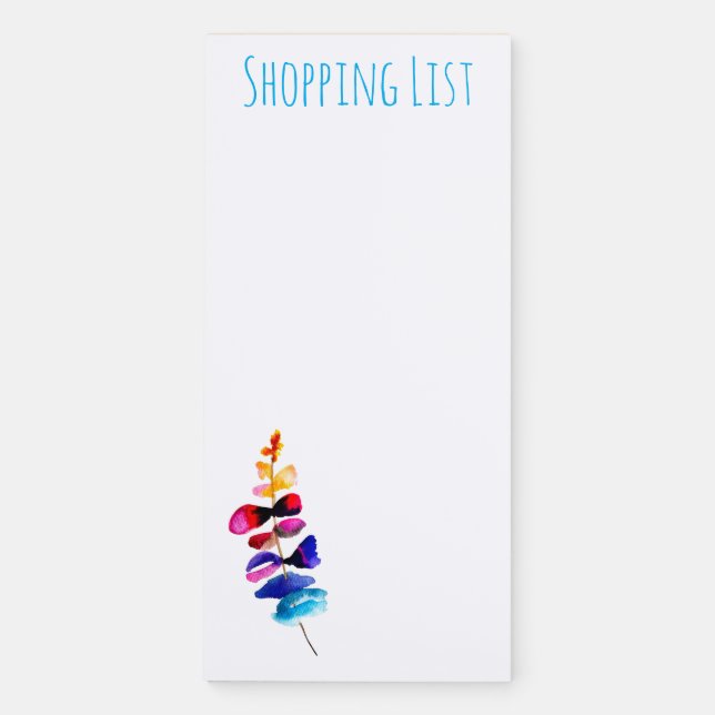 Cute colorful leaves watercolor magnetic notepad (Front)