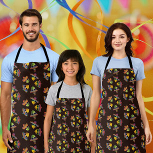 Cute Colorful Lemons Limes Sombreros Black Apron