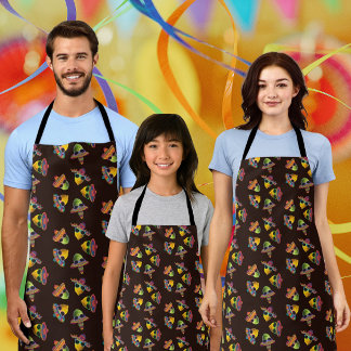 Cute Colorful Lemons Limes Sombreros Black Apron