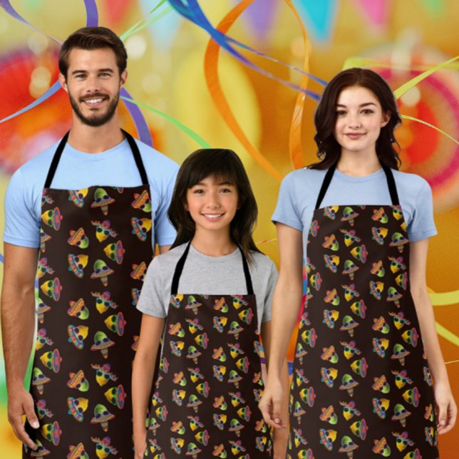  Cute Colorful Lemons Limes Sombreros Black Apron (Ready for Fiesta!)