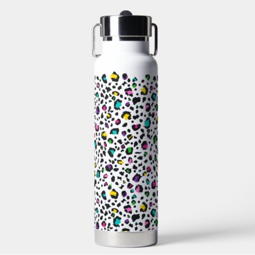 Cute colorful leopard animal print  water bottle