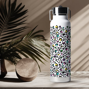 Cute colorful leopard animal print water bottle