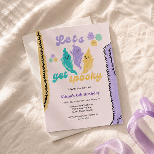 Cute Colorful Lets Get Spooky Halloween Birthday Invitation
