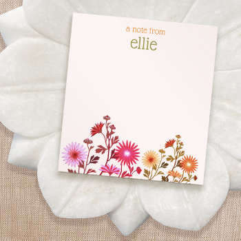 Cute Colorful Light Pink Wildflower Floral Notepad by sm_business_cards at Zazzle