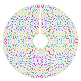 Cute colorful lines patterns brushed polyester tree skirt