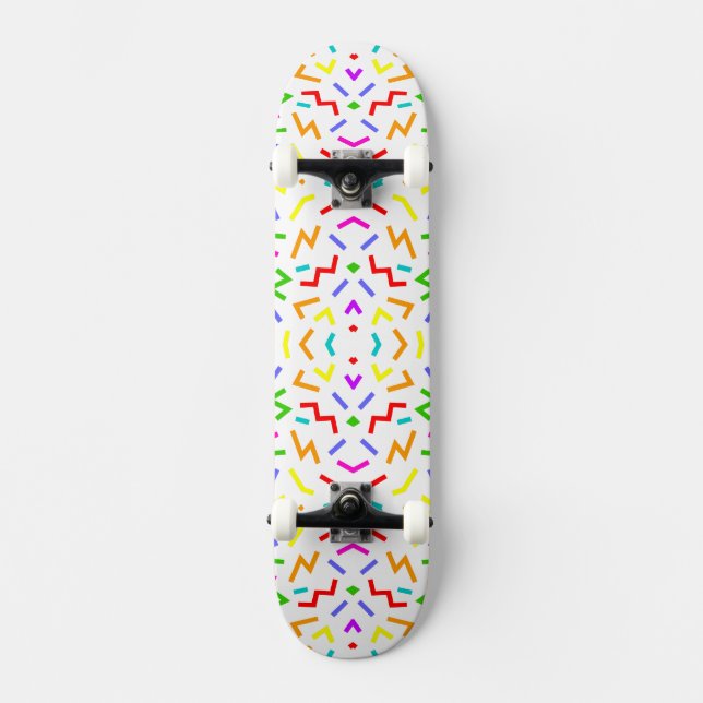Cute colorful lines patterns skateboard (Front)