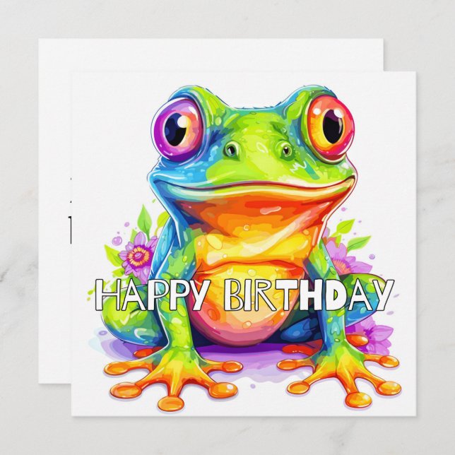 Cute Colorful Little Froggie Card (Front/Back)