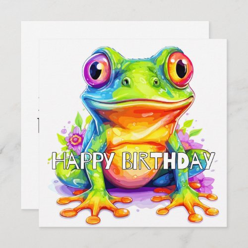 Cute Colorful Little Froggie Card