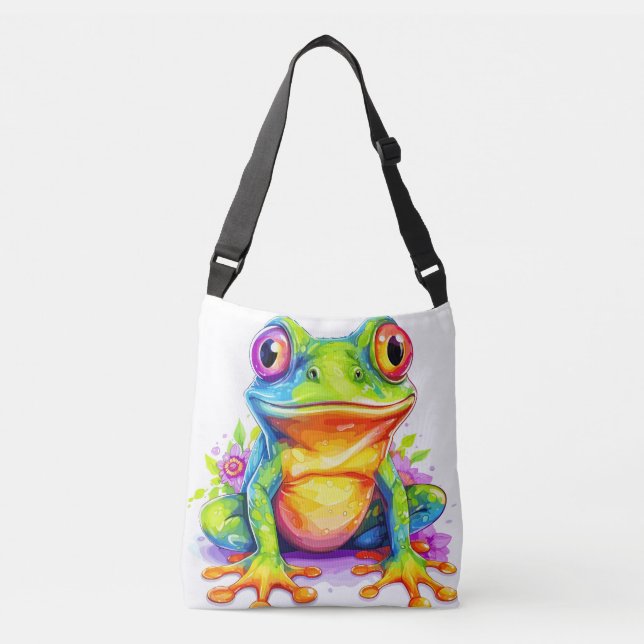 Cute Colorful Little Froggie Crossbody Bag (Front)