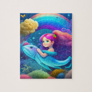 Cute Colorful Little Mermaid Princess Jigsaw Puzzle