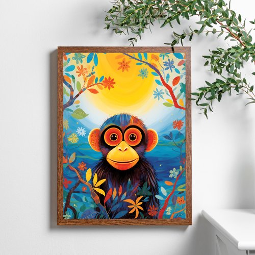 Cute Colorful Little Monkey Poster