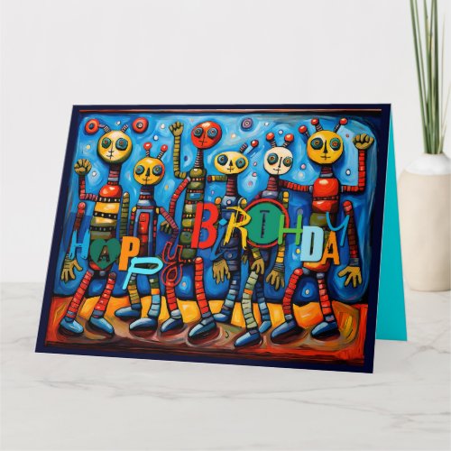 Cute colorful Little Monsters Birthday Kids 03BGC Card