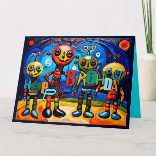 Cute colorful Little Monsters Birthday Kids 04BGC Card