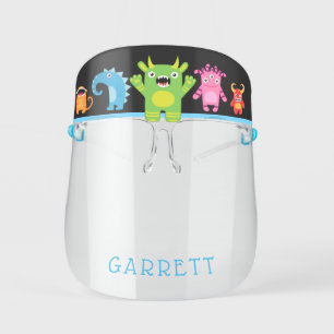 Cute Colorful Little Monsters Name Kids' Face Shield