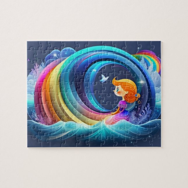 Cute Colorful Little Princess With Rainbow Jigsaw Puzzle (Horizontal)