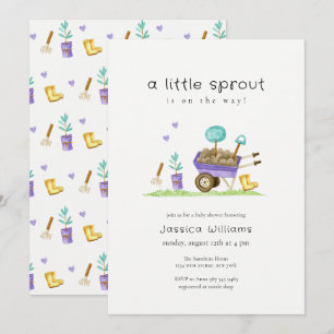 Cute Colorful Little Sprout Garden Baby Shower Invitation