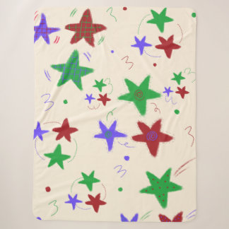 Cute Colorful Little Stars Sherpa Blanket