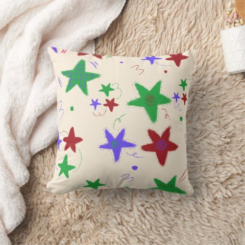Cute Colorful Little Stars Throw Pillow