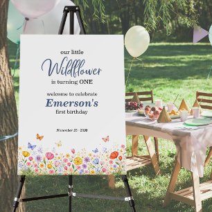 Cute Colorful Little Wildflower 1st Birthday Party Foam Board