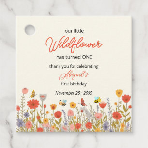 Cute Colorful Little Wildflower Bee's 1st Birthday Favor Tags