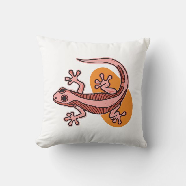 Cute Colorful Lizard Throw Pillow (Front)