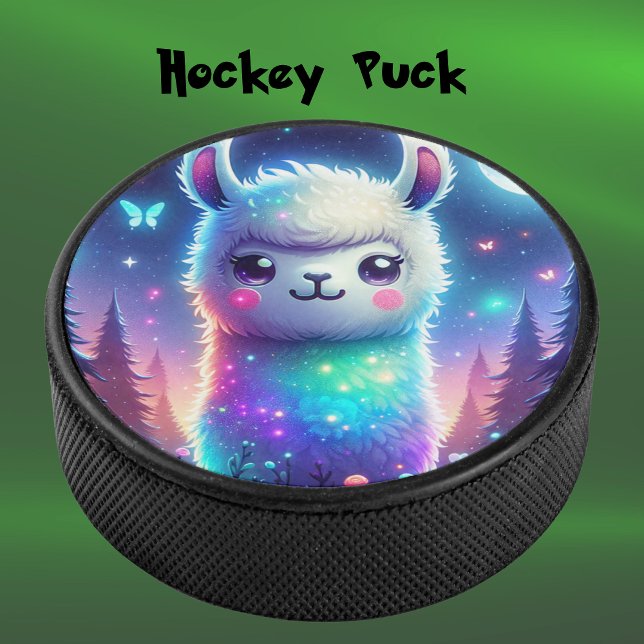 Cute Colorful Llama Holographic | Hockey Puck (Creator Uploaded)