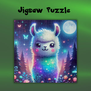 Cute Colorful Llama Holographic   Jigsaw Puzzle